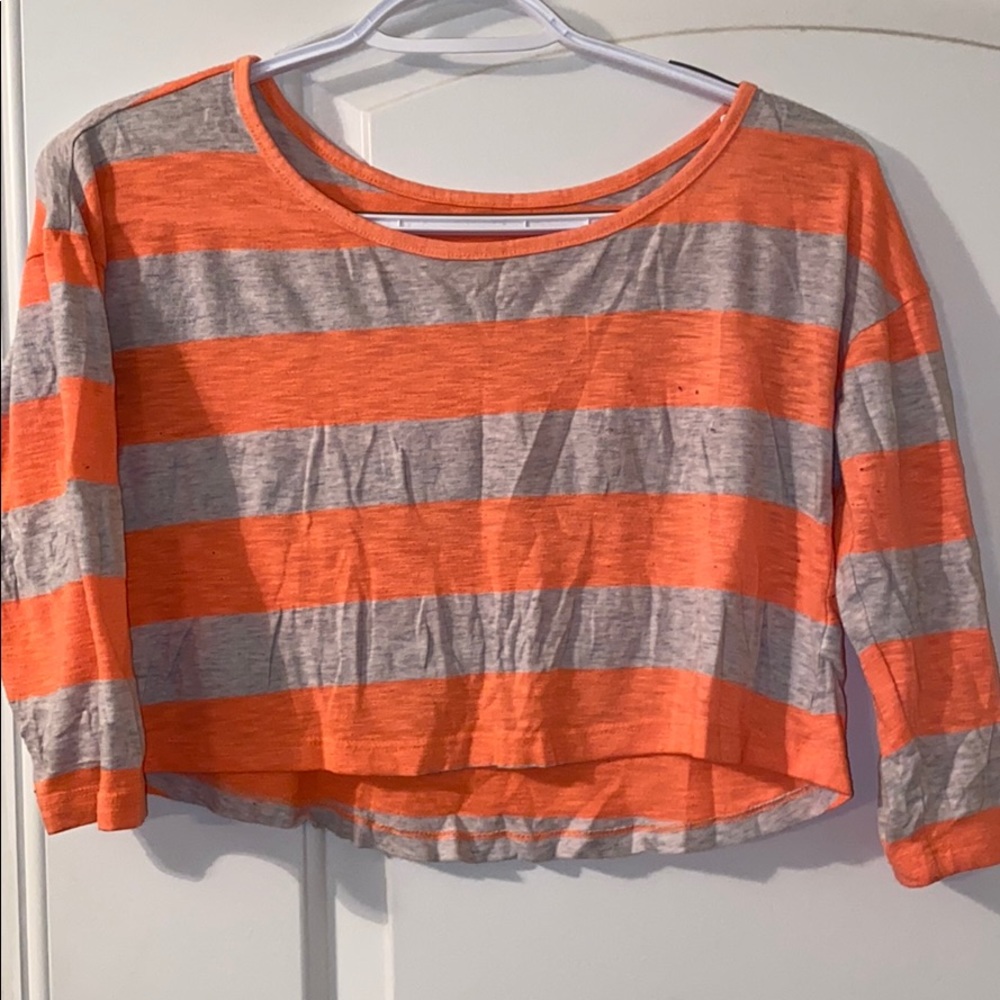 Orange and Grey Crop Top